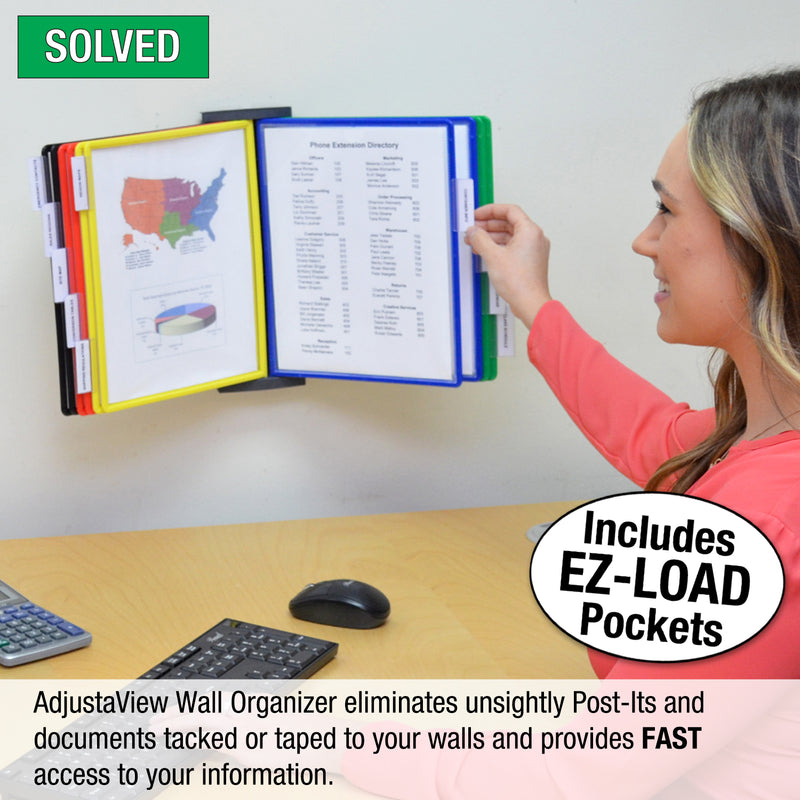 Ultimate Office AdjustaView™ 10-Pocket Wall Reference Organizer with EZ-LOAD Pockets