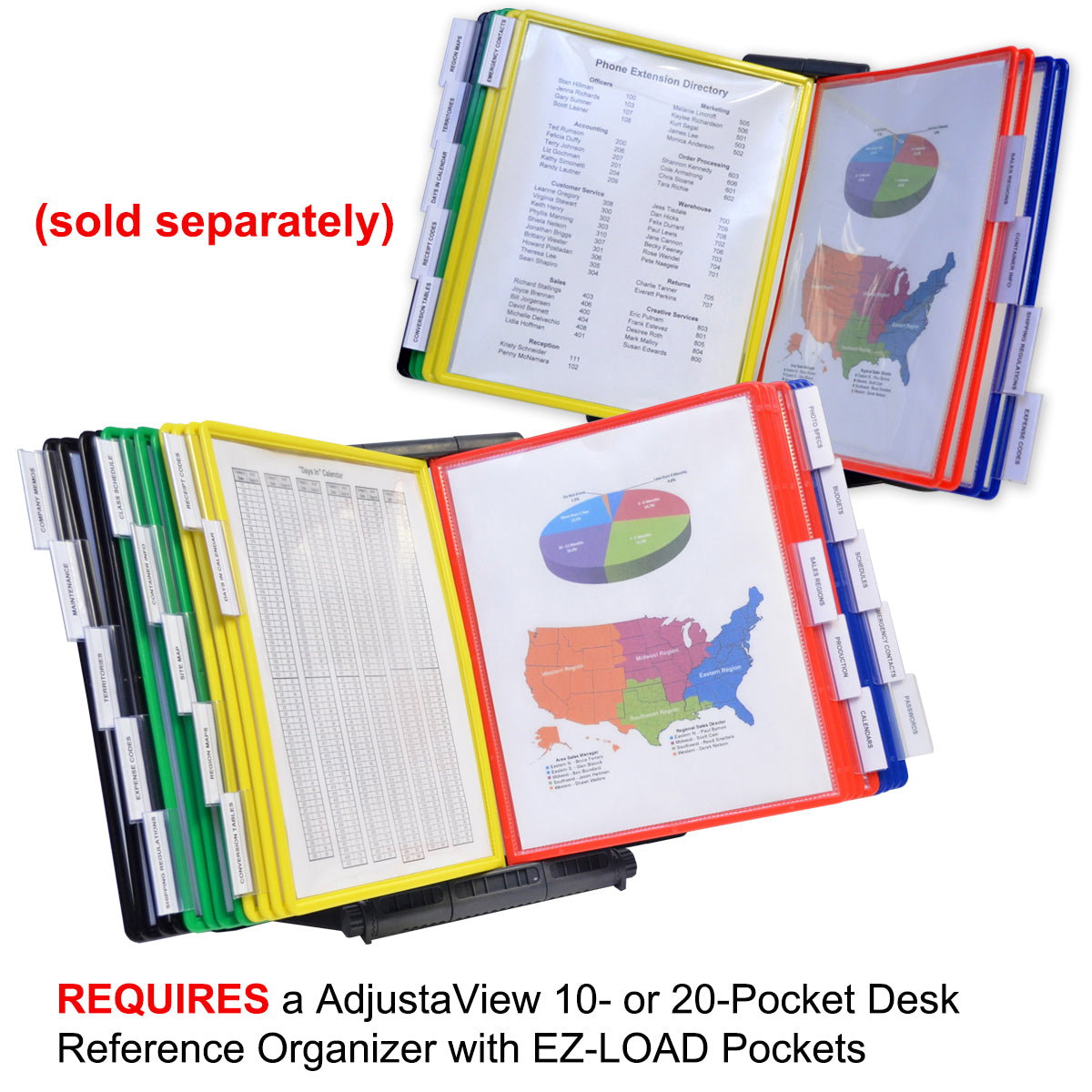 AdjustaView 10-Pocket Desk Reference Organizer