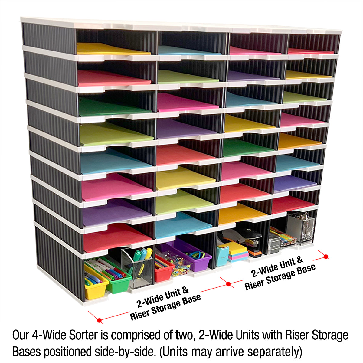 Desktop Organizer 12 Slot Sorter, Riser Base, Vertical File Top & 3 Storage Drawers - TierDrop Organizer Keeps All of Your Documents, Binders and