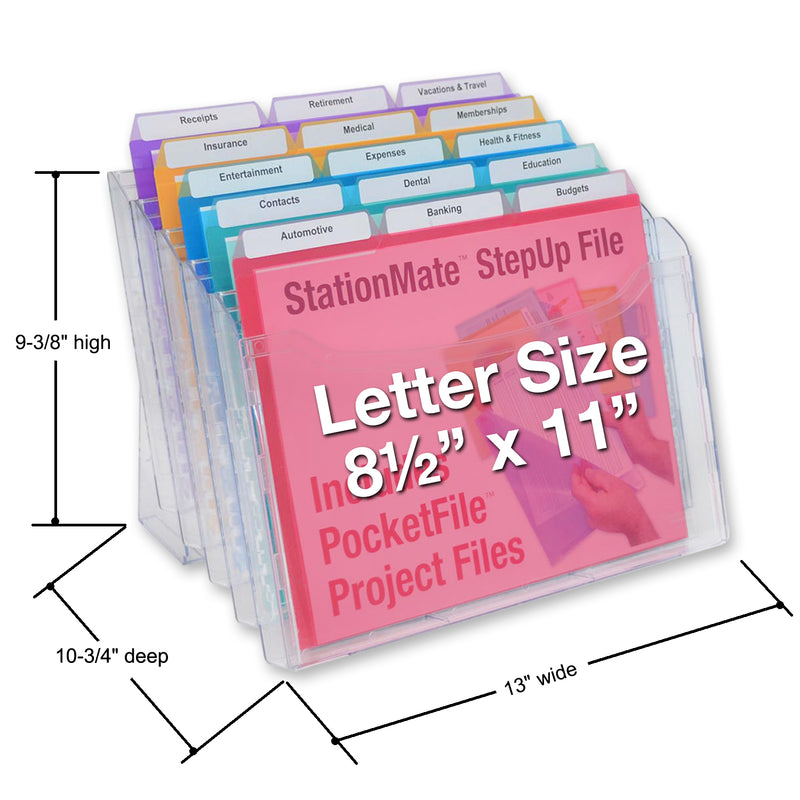 StationMate™ 5-Compartment Inclined StepUp File Desktop Organizer Includes 18, 3rd-Cut PocketFile™ Project Files