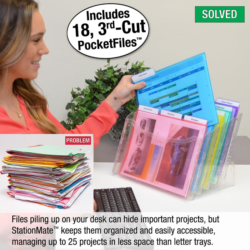 StationMate™ 5-Compartment Inclined StepUp File Desktop Organizer Includes 18, 3rd-Cut PocketFile™ Project Files