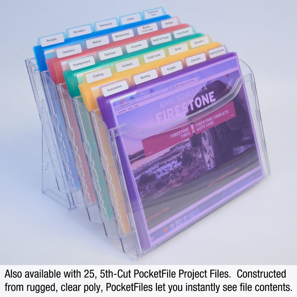 StationMate™ 5-Compartment Inclined StepUp File Desktop Organizer Includes 18, 3rd-Cut PocketFile™ Project Files