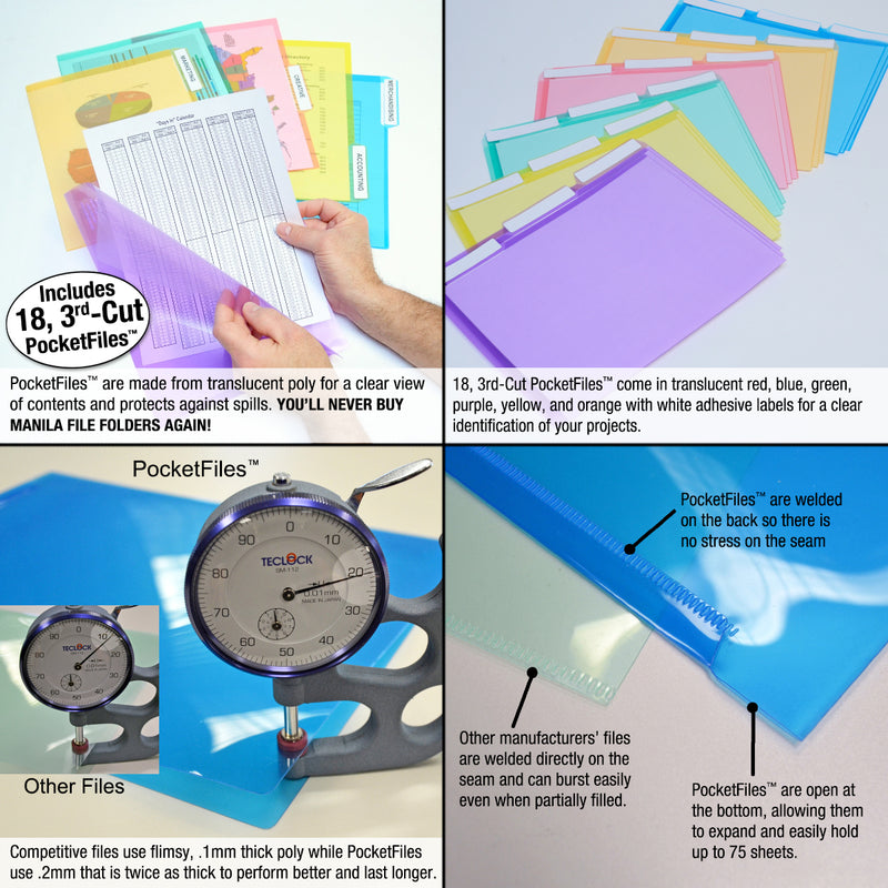 StationMate™ 5-Compartment Inclined StepUp File Desktop Organizer Includes 18, 3rd-Cut PocketFile™ Project Files