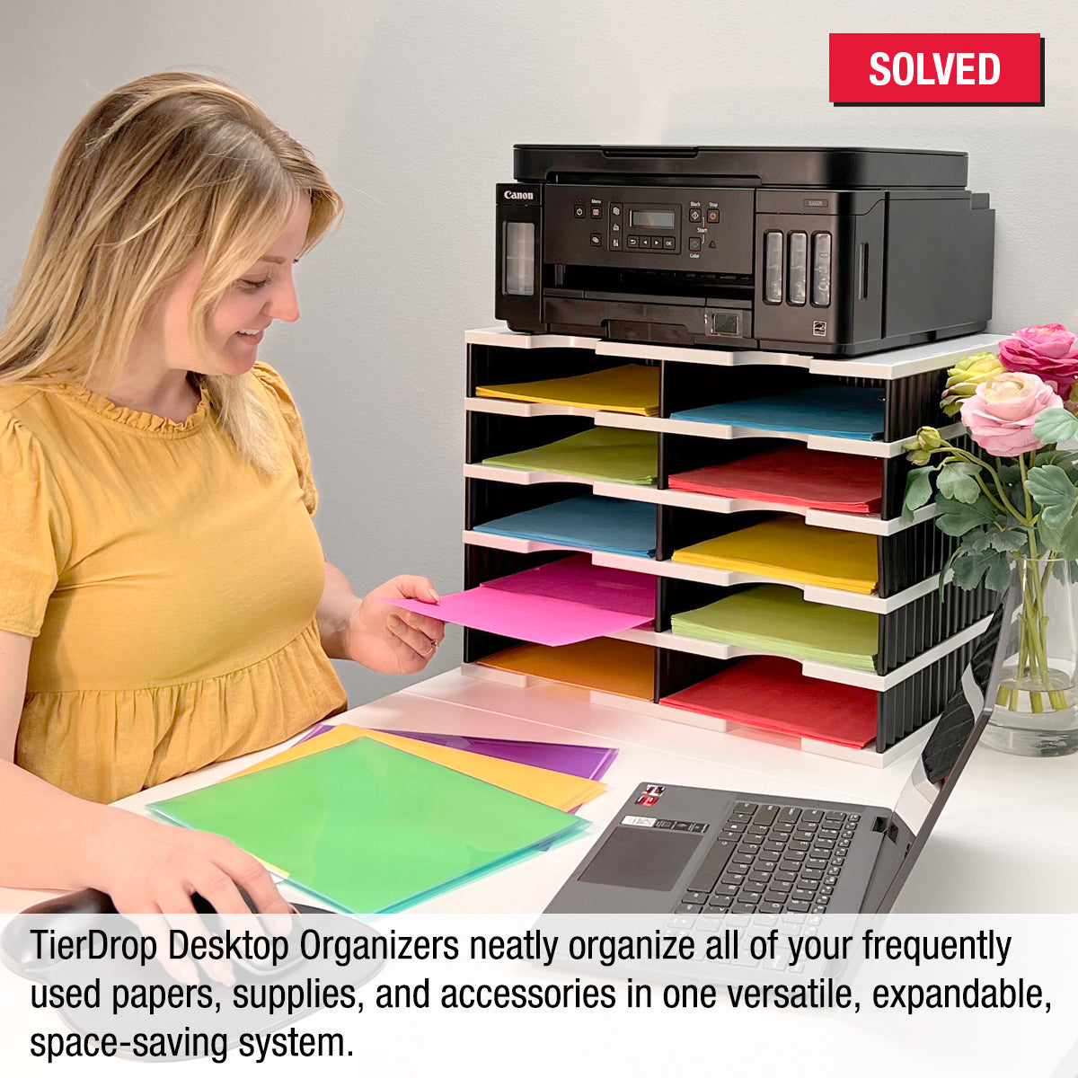 Ultimate Office TierDrop™ Desktop Organizer/Forms Sorter, 4-Compartments  with 2 Storage Drawers with Dividers, and Optional Add-On Tiers for Easy