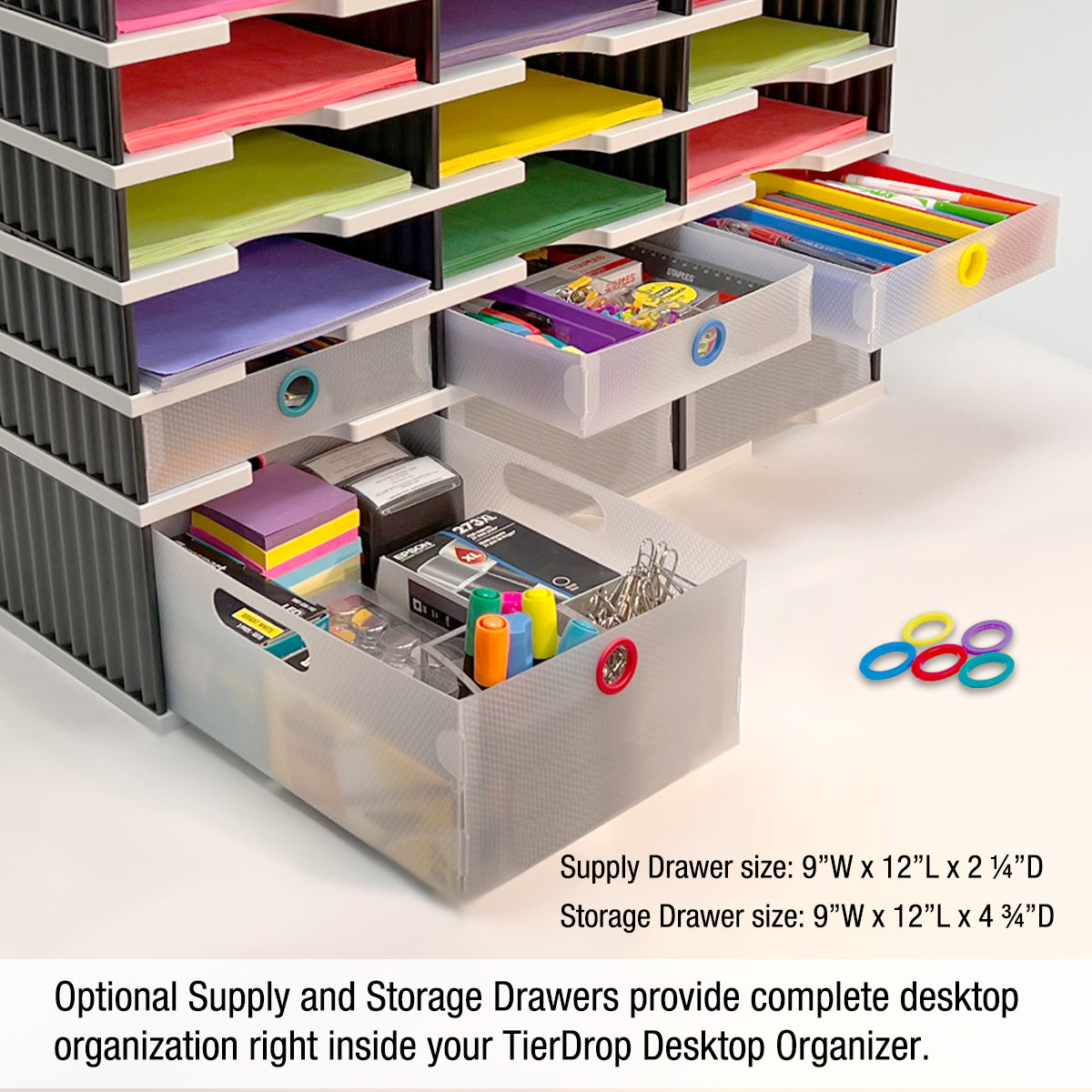 Desktop Organizer 12 Letter Tray Sorter Plus Riser Storage Base & 3 Supply  Drawers – Ultimate Office