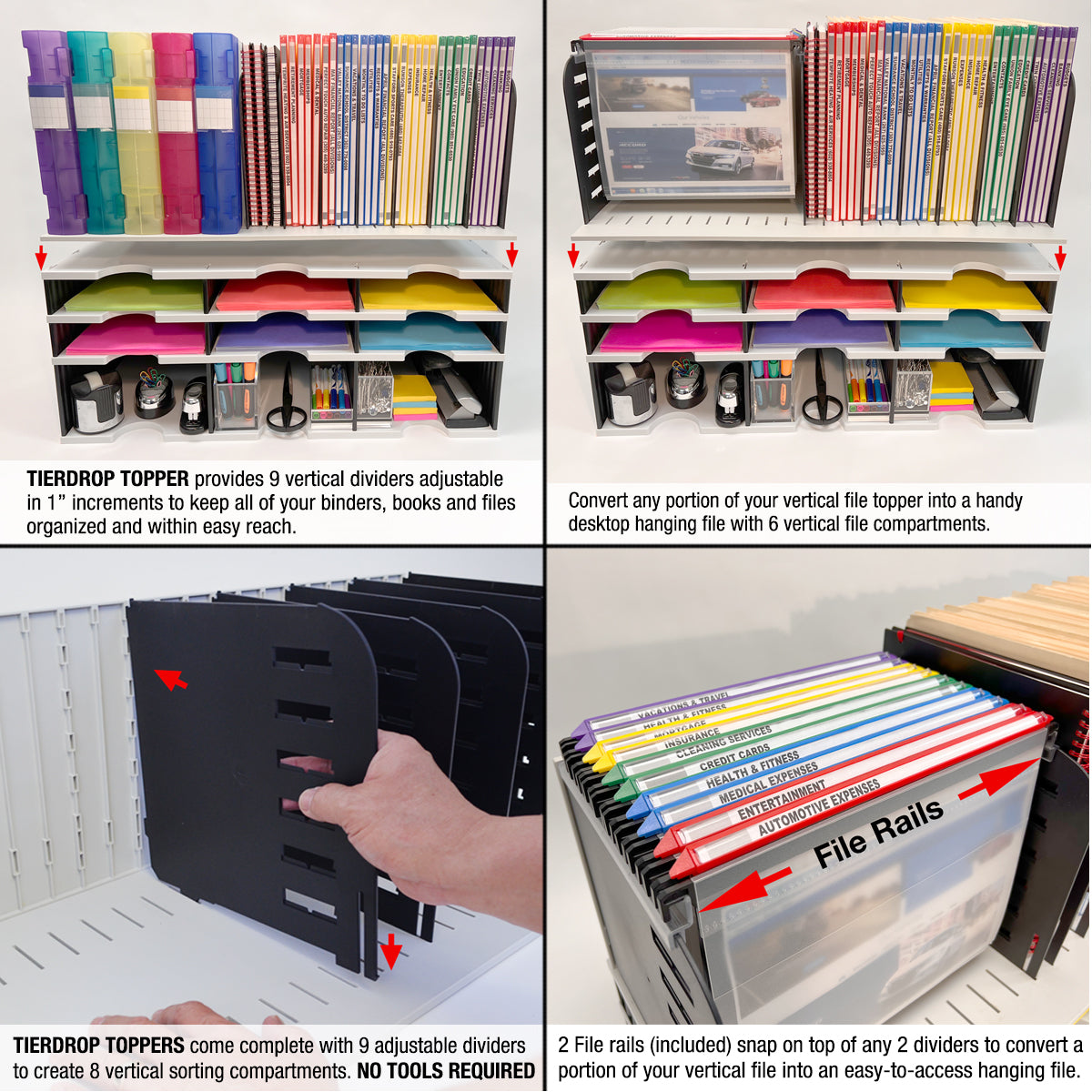 Ultimate Office TierDrop™ Desktop Organizer/Forms Sorter, 4-Compartments  with 2 Storage Drawers with Dividers, and Optional Add-On Tiers for Easy