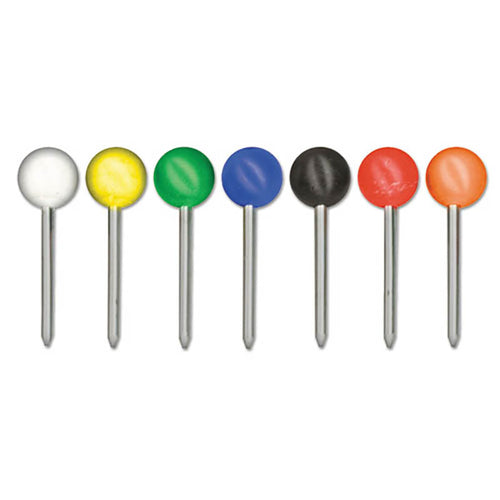 Push Pins, Steel Aluminum Head Push Pins - Sharp Steel Point - Silver, 3/8” Long – Box of 100